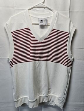 adidas Shmoofoil Gummo White Skater V-Neck Vest with Red Stripes